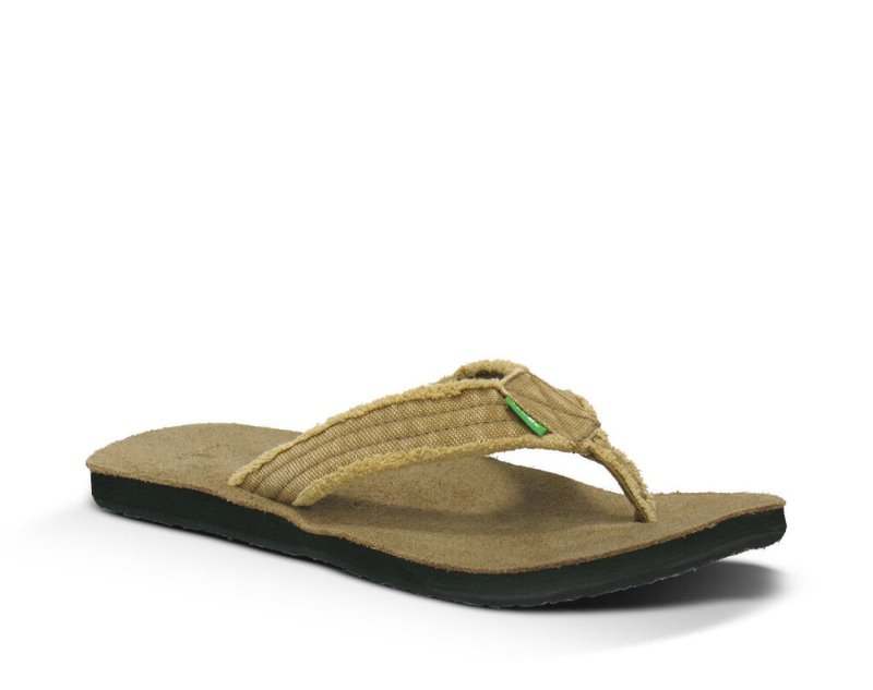 Sanuk Mens Fraid Not Khaki Flip Flops | BXASUD240